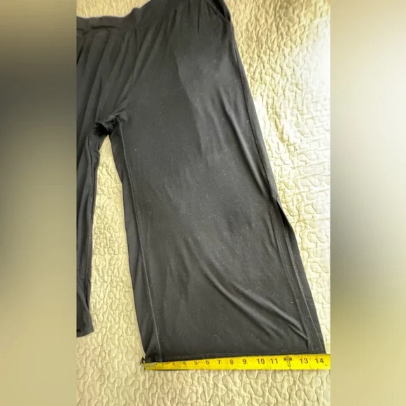 Eileen Fisher Fine Jersey Wide Leg Cropped Slit Pants Black Women's Size L - Picture 11 of 13